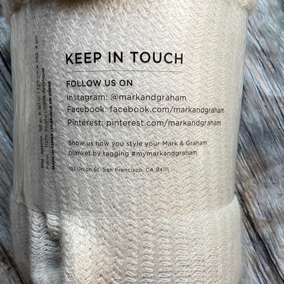 NEW Mark & Graham Light Gray Colorblock Throw Blanket - Picture 3 of 5